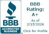 Better Business Bureau A+ accredited business rating badge