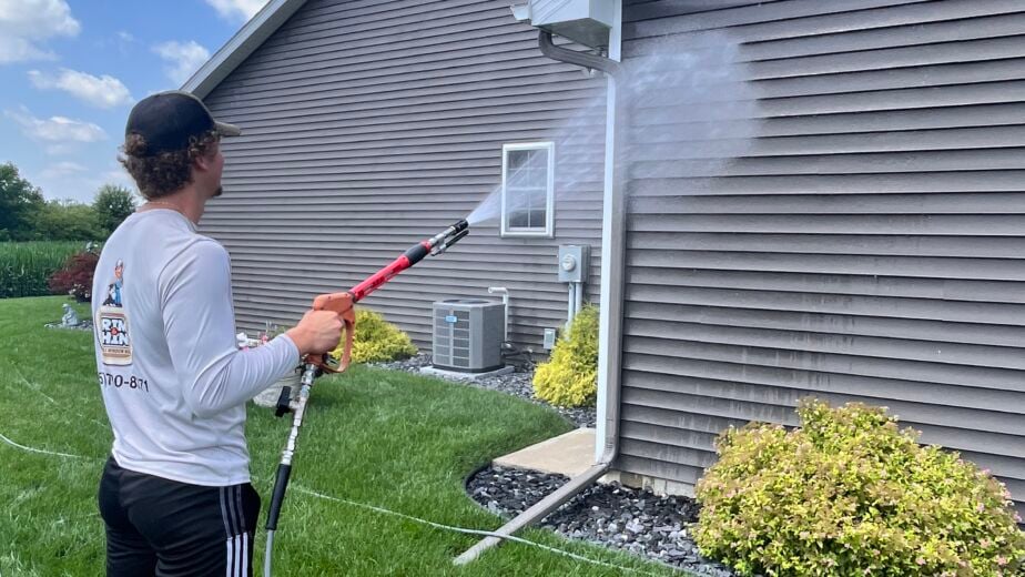 Prime & Shine carrying out a Soft Washing Service on a home