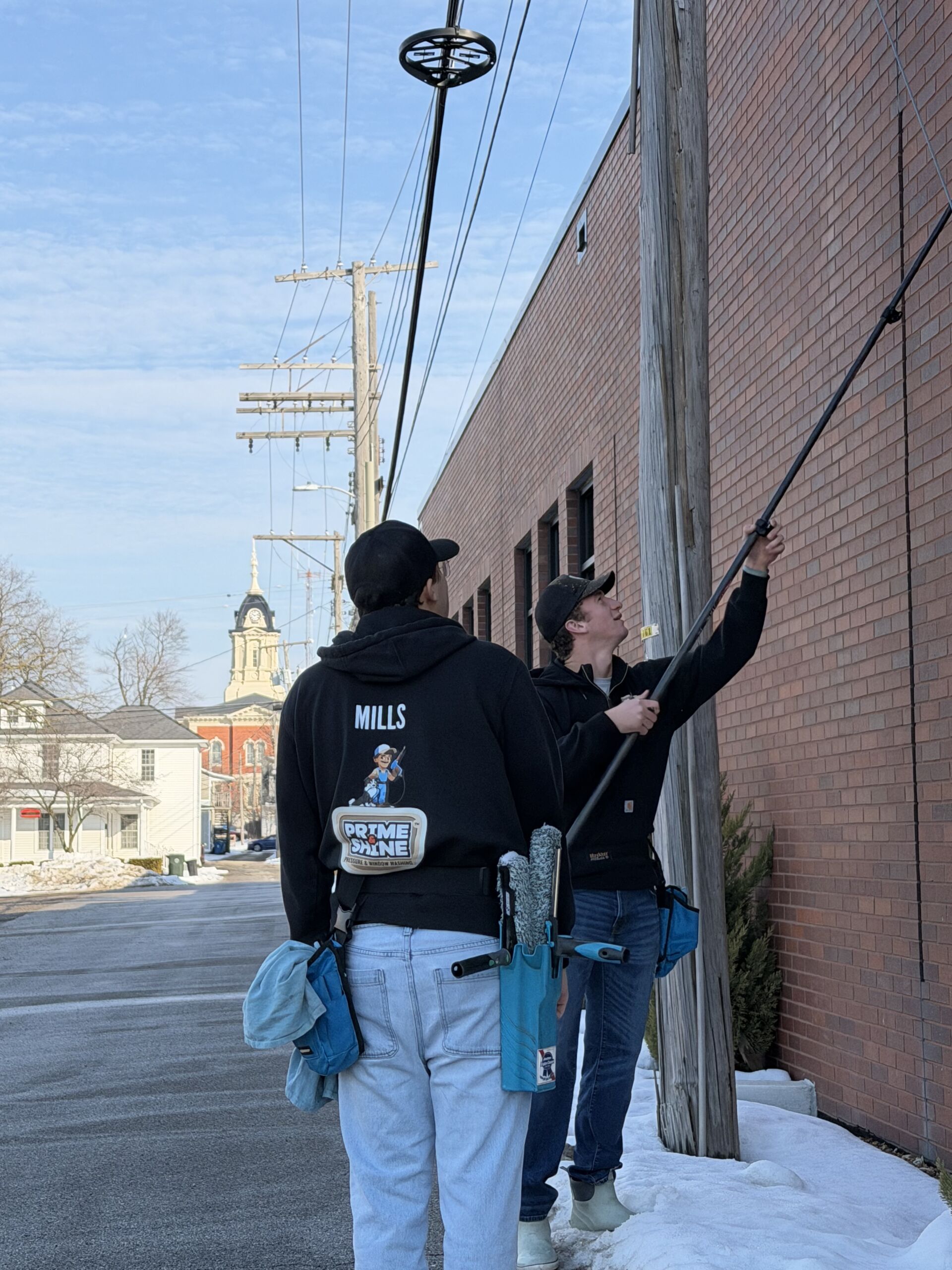 Commercial window washing service by Prime & Shine