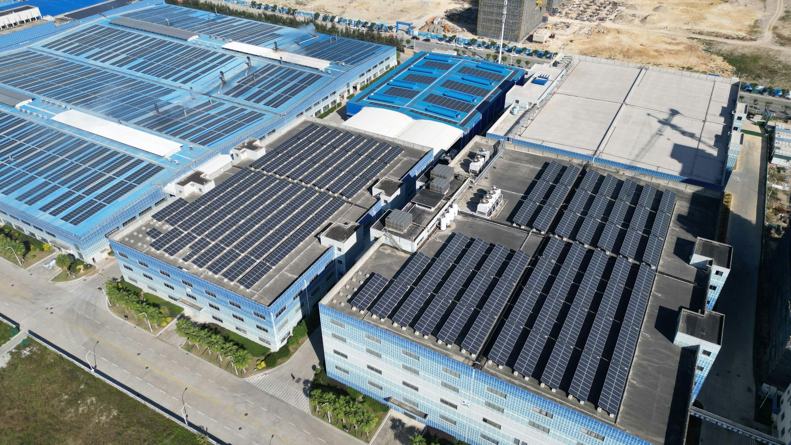 Commercial solar panel cleaning service by Prime & Shine for a office building.